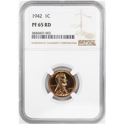1942 Proof Lincoln Wheat Cent Coin NGC PF65RD