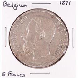1871 Belgium 5 Francs Silver Coin