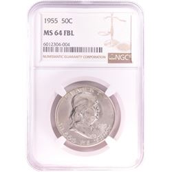 1955 Franklin Half Dollar Coin NGC MS64FBL