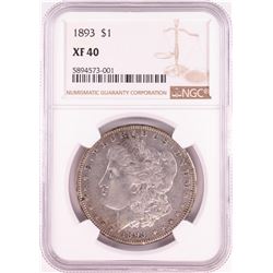 1893 $1 Morgan Silver Dollar Coin NGC XF40