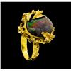 Image 4 : 10KT Yellow Gold Ladies Black Opal Doublet Ring