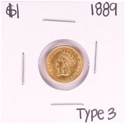 1889 Type 3 $1 Liberty Head Gold Dollar Coin