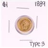 Image 1 : 1889 Type 3 $1 Liberty Head Gold Dollar Coin