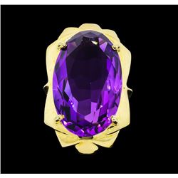 14KT Yellow Gold Ladies 23.50 ctw Amethyst Ring
