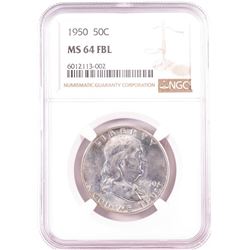 1950 Franklin Half Dollar Coin NGC MS64FBL