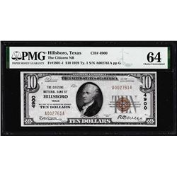 1929 $10 Citizens NB of Hillsboro, TX CH# 4900 National Note PMG Ch. Uncirculated 64