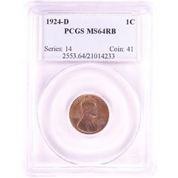 1924-D Lincoln Wheat Cent Coin PCGS MS64RB