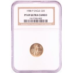 1988-P $5 Proof American Gold Eagle Coin NGC PF69 Ultra Cameo