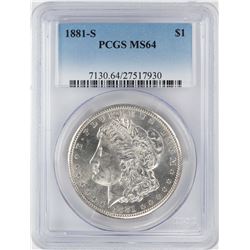 1881-S $1 Morgan Silver Dollar Coin PCGS MS64