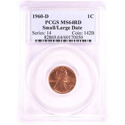 1960-D Small/Large Date Lincoln Memorial Cent Coin PCGS MS64RD