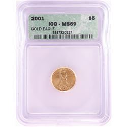2001 $5 American Gold Eagle Coin ICG MS69