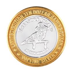 .999 Silver Treasure Island Las Vegas $10 Casino Gaming Token Limited Edition