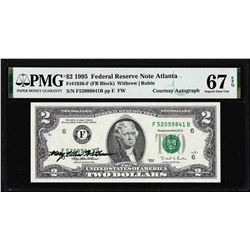 1995 $2 Federal Reserve Note PMG Superb Gem Uncirculated 67EPQ Courtesy Autograph