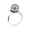 Image 4 : 18KT White Gold 0.46 ctw Diamond and Tahitian Pearl Ring