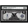 Image 1 : Low Serial # 1899 $1 Black Eagle Silver Certificate Note PMG Choice Uncirculated 64EPQ