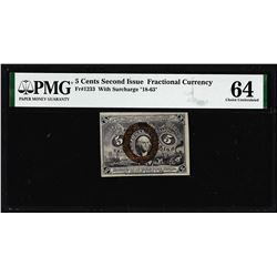 1863 Five Cents Second Issue Fractional Note Fr.1233 PMG Choice Uncirculated 64