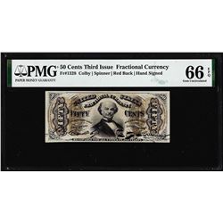 1863 Fifty Cents Third Issue Fractional Note Fr.1328 PMG Gem Uncirculated 66EPQ
