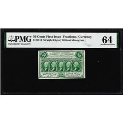 1862 Fifty Cent First Issue Fractional Note Fr.1313 PMG Choice Uncirculated 64