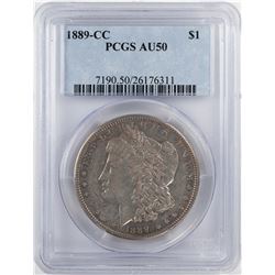 1889-CC $1 Morgan Silver Dollar Coin PCGS AU50