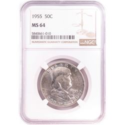 1955 Franklin Half Dollar Coin NGC MS64