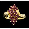 Image 1 : 14KT Yellow Gold Ladies 1.00 ctw Ruby Cluster Ring