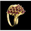 Image 4 : 14KT Yellow Gold Ladies 1.00 ctw Ruby Cluster Ring