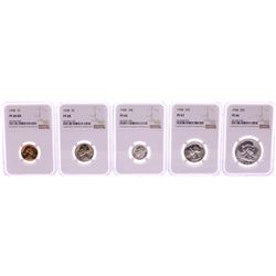 1958 (5) Coin Proof Set Graded NGC PF66/67/68