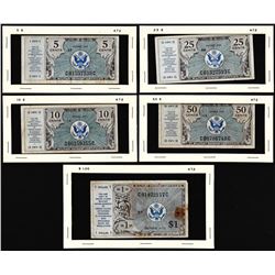 Lot of (5) Series 472 Military Payment Certificate Notes
