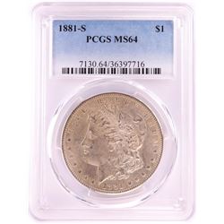 1881-S $1 Morgan Silver Dollar Coin PCGS MS64
