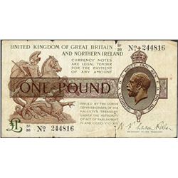 1927 UK of Great Britain and Northern Ireland Warren Fisher Pound Currency Note