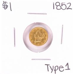1852 Type 1 $1 Liberty Head Gold Dollar Coin