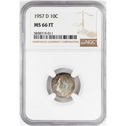 1957-D Roosevelt Dime Coin NGC MS66FT