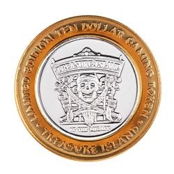 .999 Silver Treasure Island Las Vegas $10 Casino Gaming Token Limited Edition