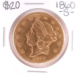 1860-S $20 Liberty Head Double Eagle Gold Coin
