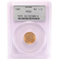 1903 $2 1/2 Indian Head Quarter Eagle Gold Coin PCGS MS62 Old Green Holder