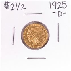 1925-D $2 1/2 Indian Head Quarter Eagle Gold Coin
