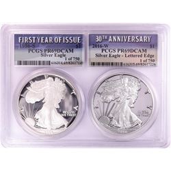 1986-S & 2016-W $1 Proof American Silver Eagle Coin Set PCGS PR69DCAM