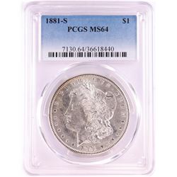 1881-S $1 Morgan Silver Dollar Coin PCGS MS64 Nice Toning