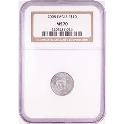 2008 $10 American Platinum Eagle Coin NGC MS70