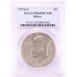 1974-S $1 Proof Eisenhower Silver Dollar Coin PCGS PR69DCAM