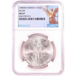 1985Mo Mexico 1 Onza Libertad Silver Coin NGC MS67