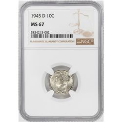 1945-D Mercury Dime Coin NGC MS67