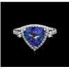 Image 2 : 3.60 ctw Tanzanite and Diamond Ring - Platinum