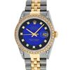 Image 2 : Rolex Mens 2 Tone 14K Blue Vignete Diamond Lugs Datejust Wristwatch