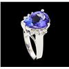 Image 4 : 4.56 ctw Tanzanite and Diamond Ring - 14KT White Gold
