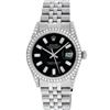 Image 2 : Rolex Mens Stainless Black Baguette Diamond Lugs Datejust Wristwatch