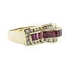 Image 1 : 3.04 ctw Square Step Rubies And Diamond Ring - 14KT Yellow Gold