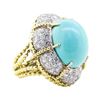 Image 1 : David Webb 3.20 ctw Diamond and Turquoise Ring - 18KT Yellow Gold and Platinum