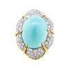 Image 2 : David Webb 3.20 ctw Diamond and Turquoise Ring - 18KT Yellow Gold and Platinum
