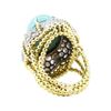Image 3 : David Webb 3.20 ctw Diamond and Turquoise Ring - 18KT Yellow Gold and Platinum